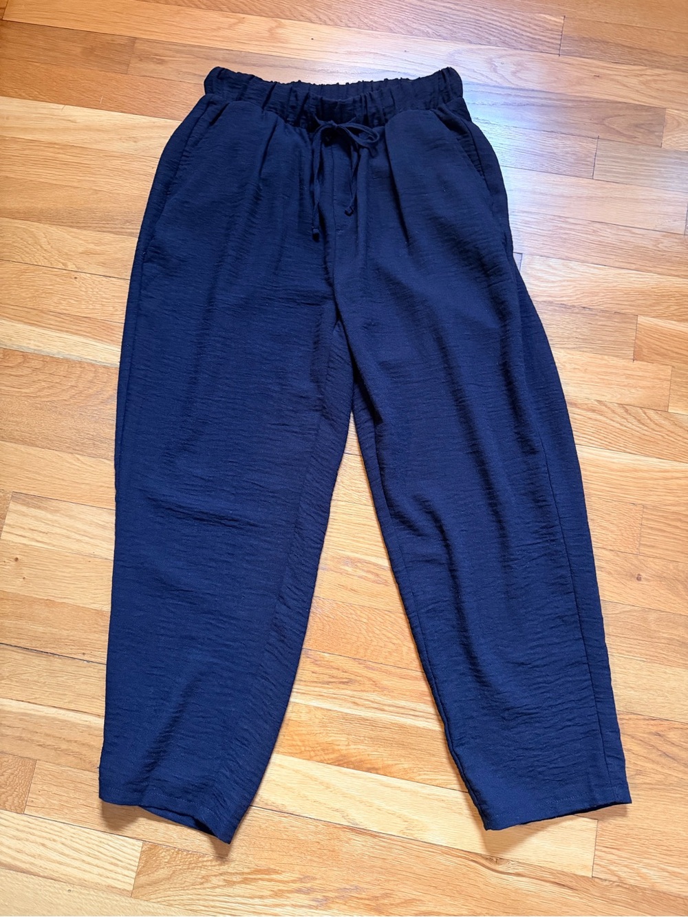 Zenana Black Airflow Tapered Pants Size Small Lightweight Pull On Casual Pants